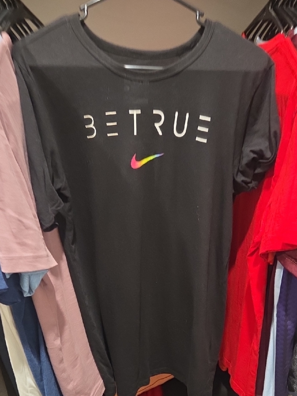 Nike Men’s Black 'Be True' Pride Tee with Rainbow Swoosh